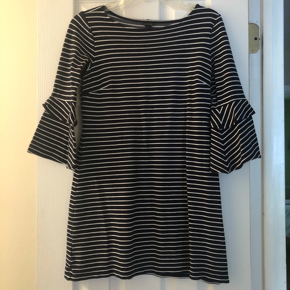 Navy White Striped Dress